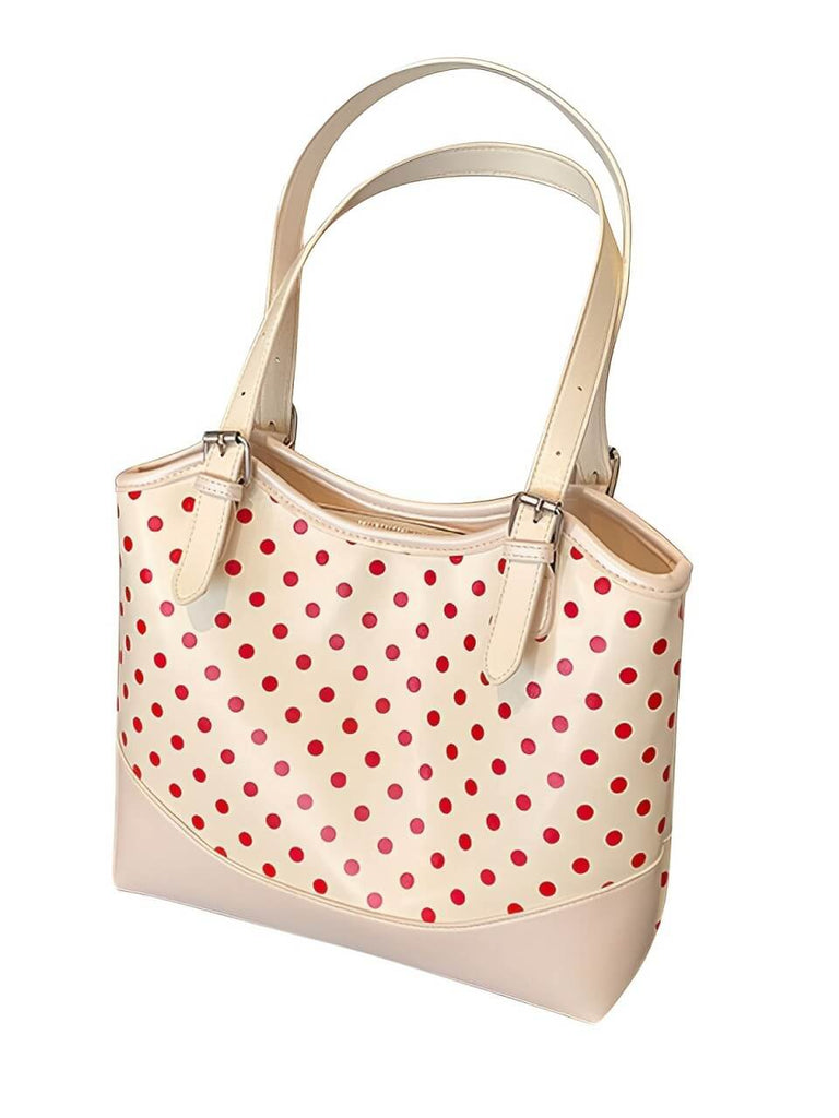 Polka Dots Patchwork Leder Tragetasche