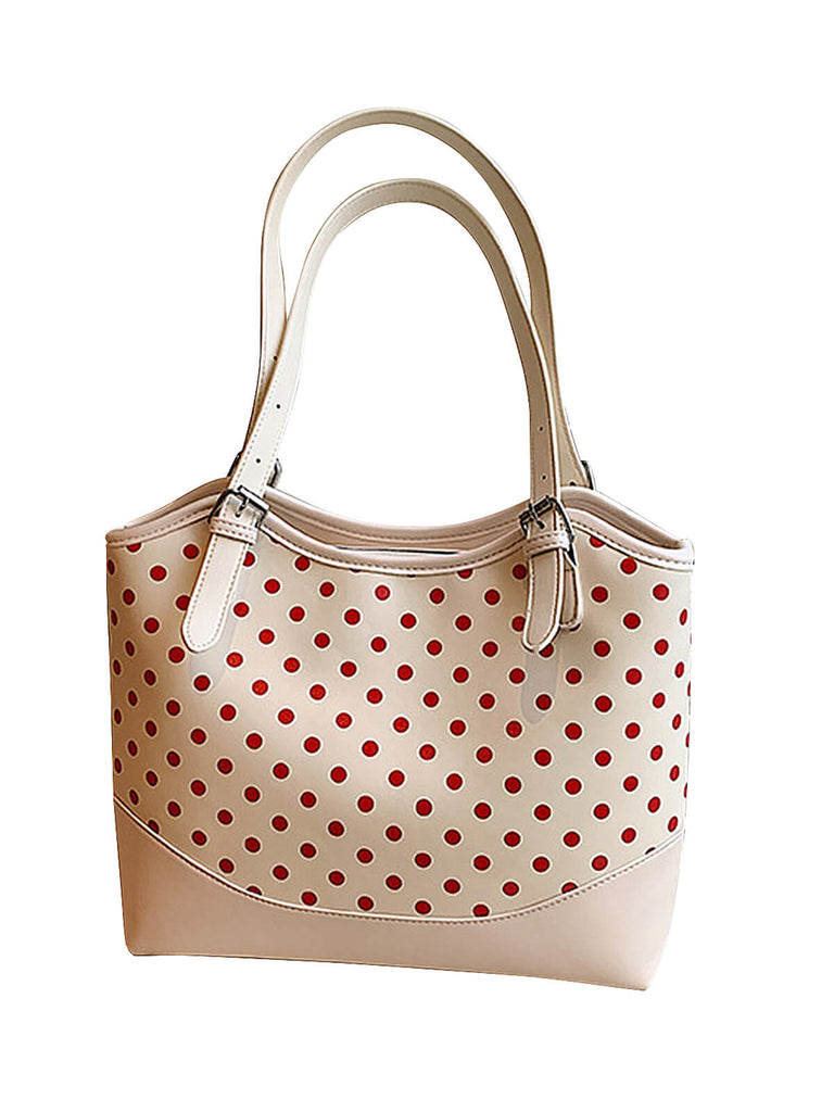 Polka Dots Patchwork Leder Tragetasche