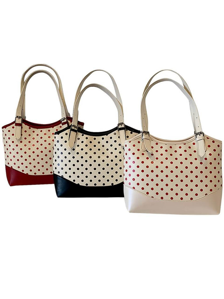 Polka Dots Patchwork Leder Tragetasche