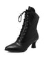 Retro Leder Hohem Absatz Stiefel
