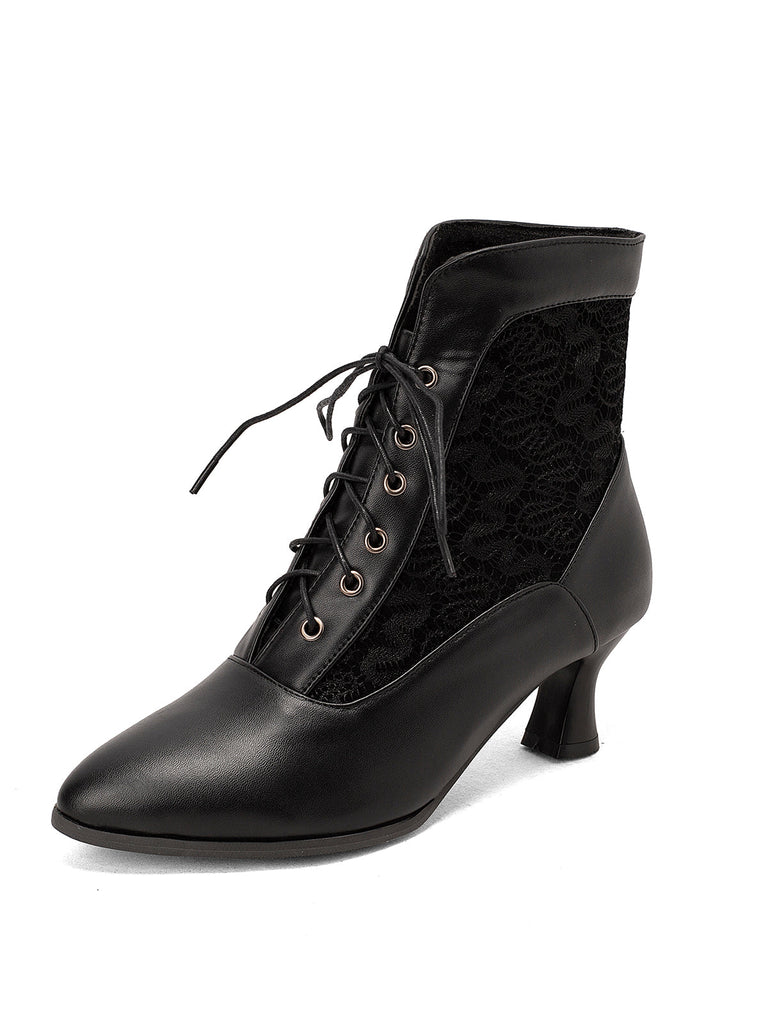 Spitze Leder Heel Vintage Stiefel