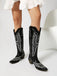 Spitz Bestickt Cowboy Knee-High Stiefel