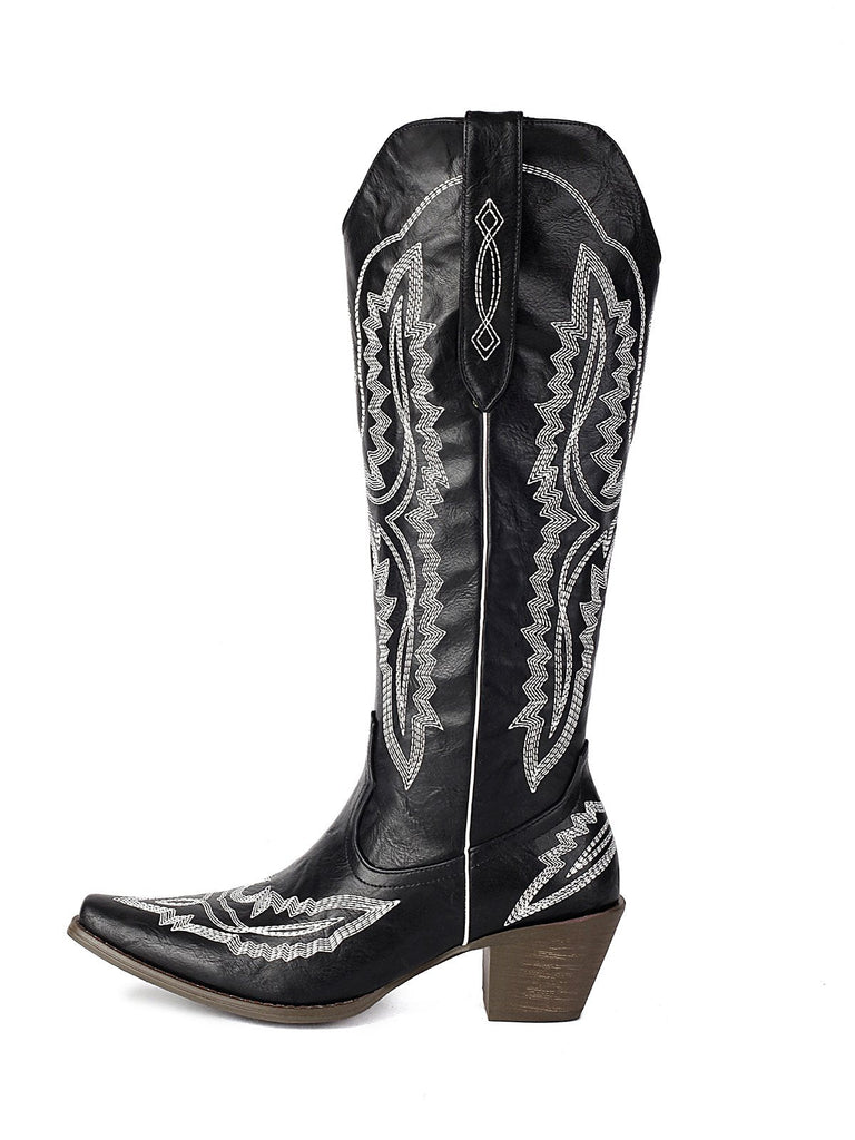 Spitz Bestickt Cowboy Knee-High Stiefel