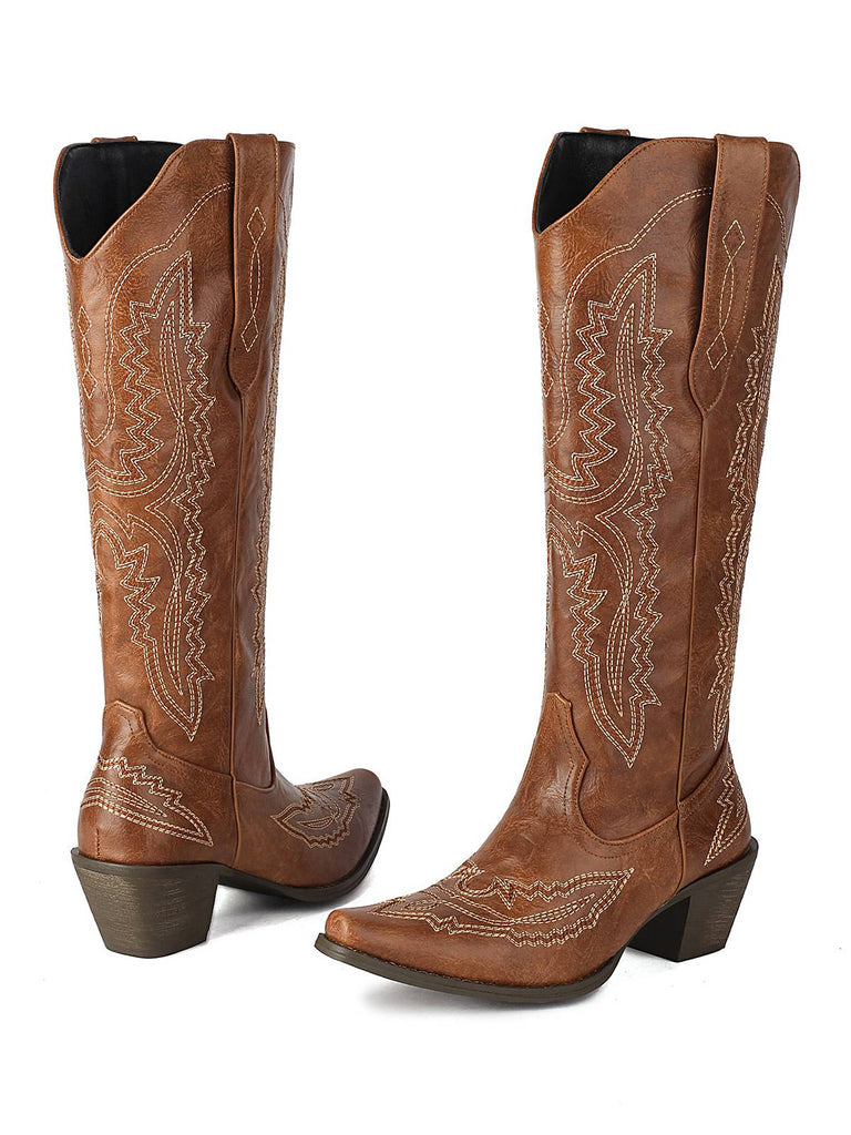 Spitz Bestickt Cowboy Knee-High Stiefel