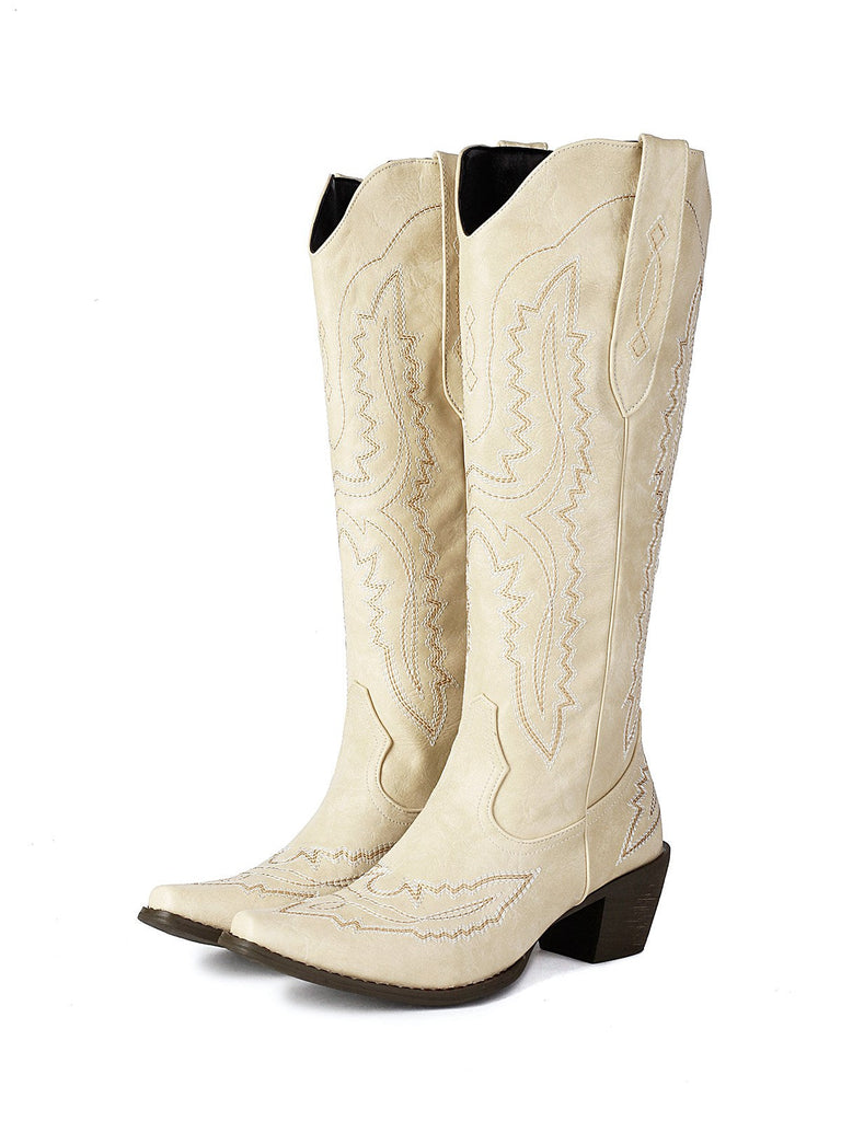 Spitz Bestickt Cowboy Knee-High Stiefel