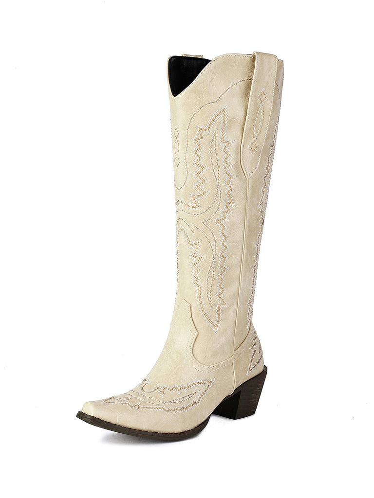 Spitz Bestickt Cowboy Knee-High Stiefel