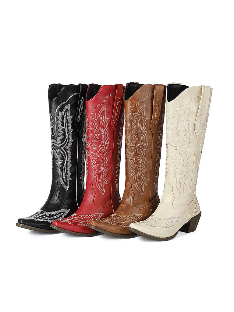 Spitz Bestickt Cowboy Knee-High Stiefel