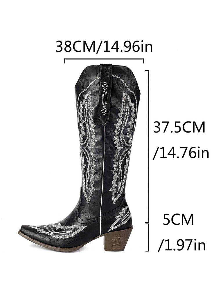 Spitz Bestickt Cowboy Knee-High Stiefel