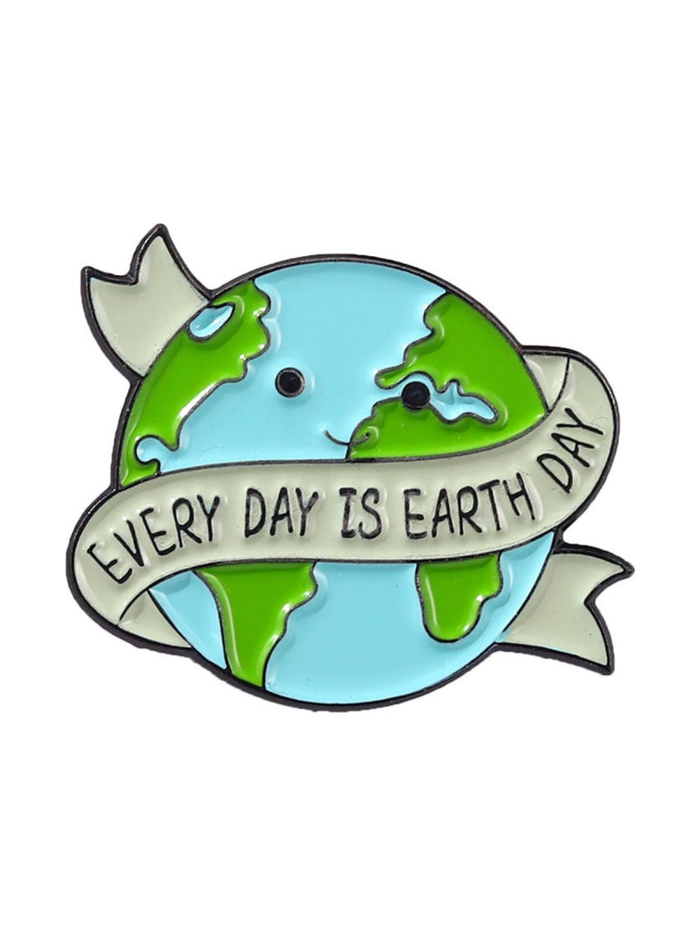 Karikatur Tag der Erde Briefe Runde Brosche