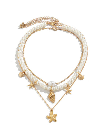 Seestern Muschel Perle Geschichtet Kette Halskette