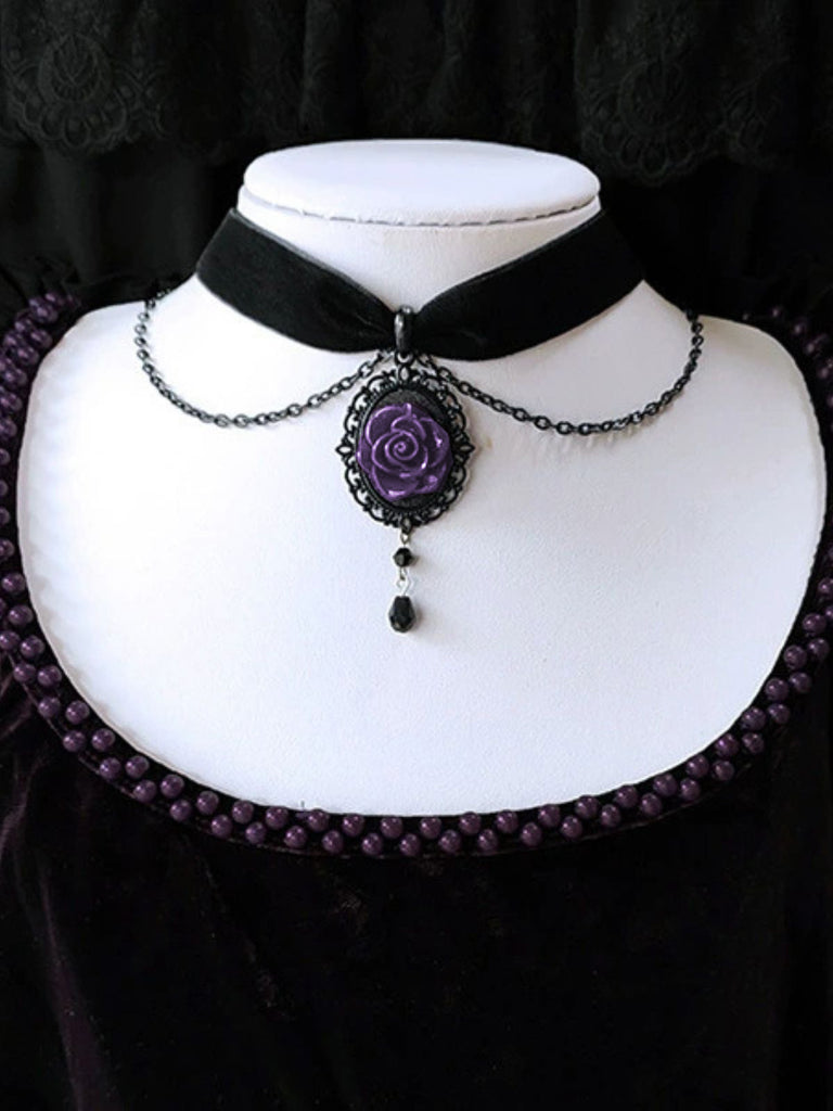 Vintage Dunkle Rose Viktorianisch Gothic Halskette