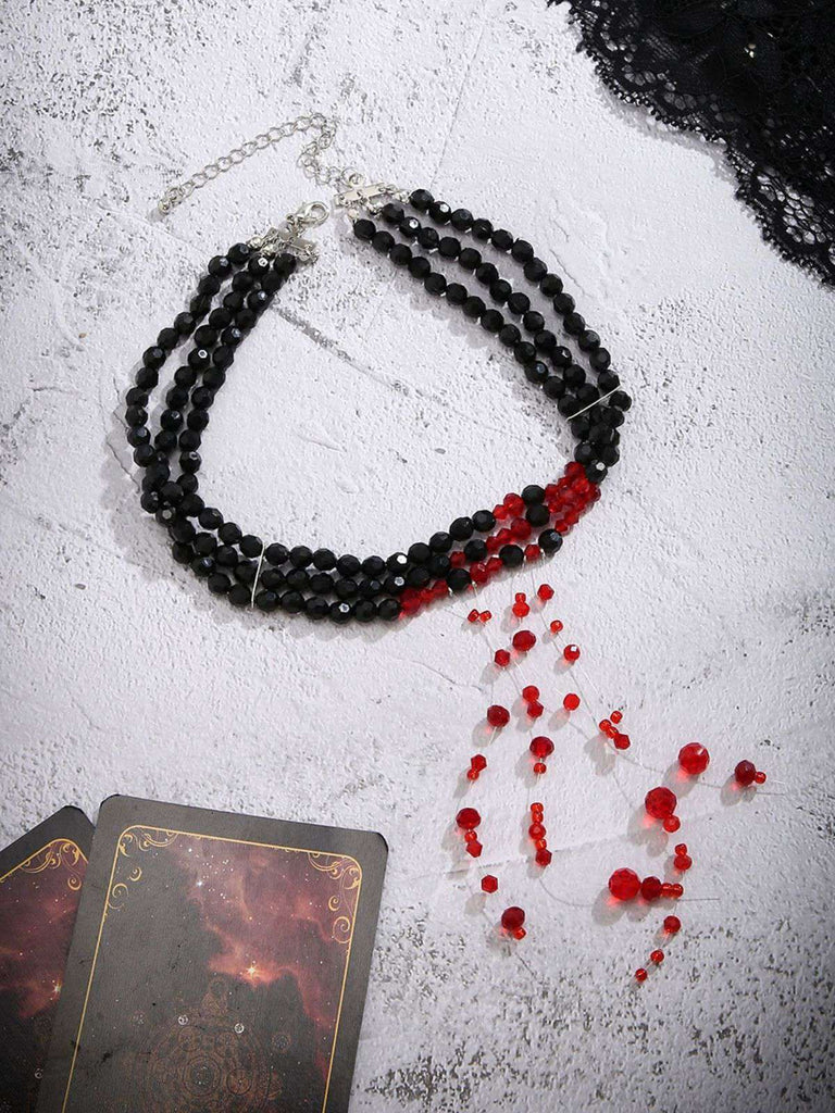 Gothic Mehrschichtig Beaded Blutstropfen Anhänger Halskette