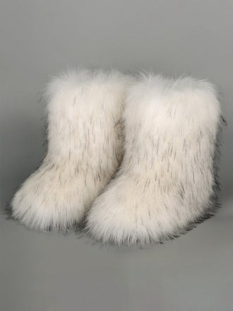 Vintage Kunstpelz Winter Schneestiefel