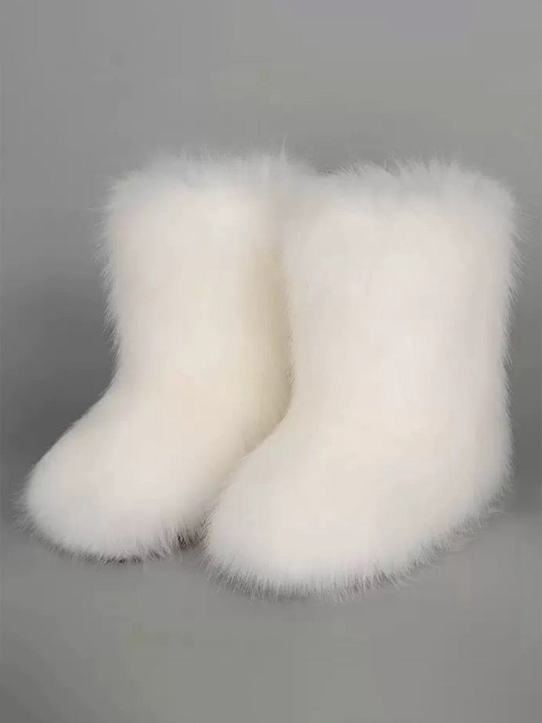 Vintage Kunstpelz Winter Schneestiefel