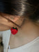 Rote Erdbeer-Silber-Ohrstecker