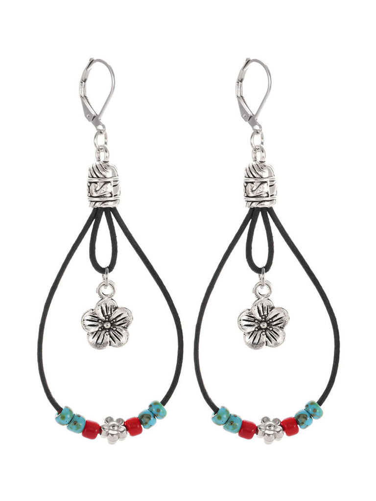 Bohemian Vintage Ohrringe mit Blumen und Perlen