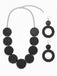 Schwarzes Vintage Halsketten- & Ohrring-Set mit Polka-Dots