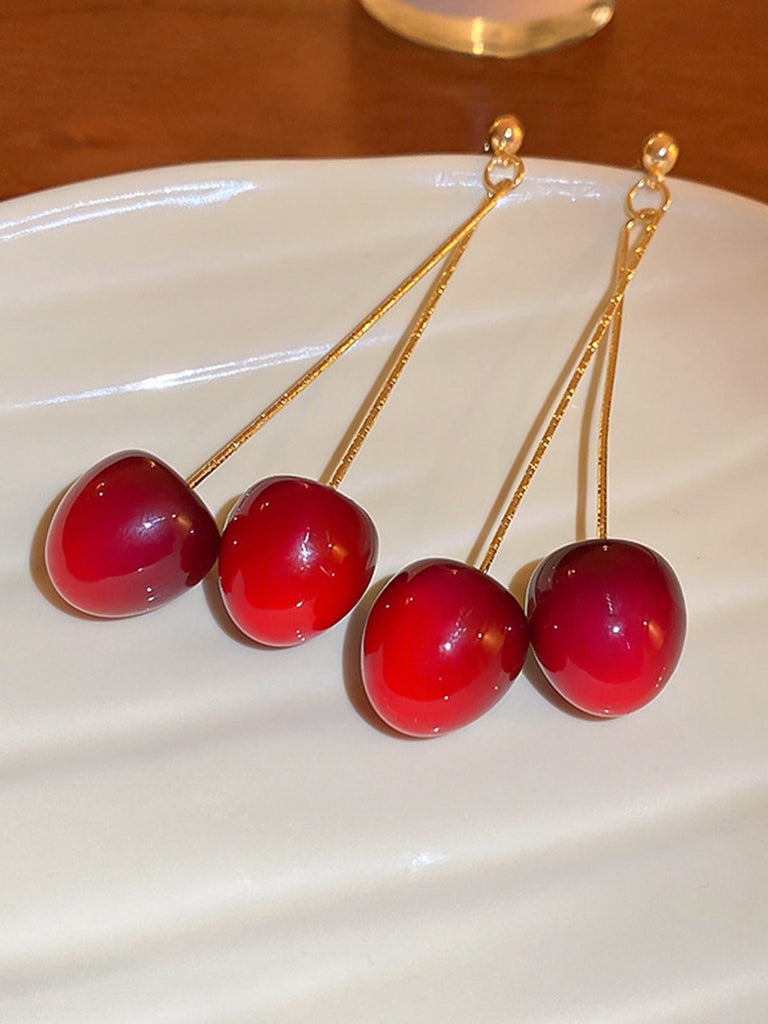 Rote Vintage Ohrhänger mit Gradient und Kirschen