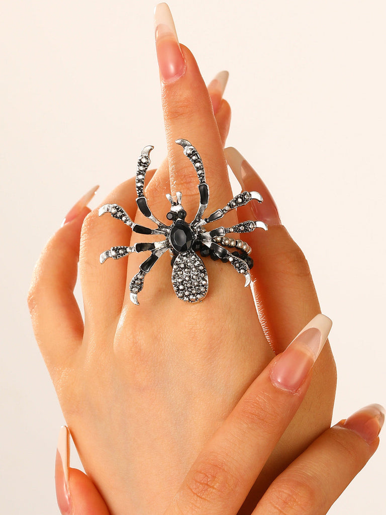 Gothic Schmuck mit Spider und Charm in Silber & Schwarz