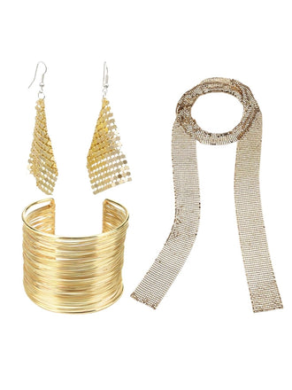 Vintage Disco Schmuckset in Metallic-Optik