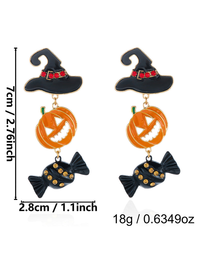 Halloween-Ohrringe mit dreiteiligen Hexenhüten und Strass
