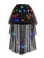 80er Mesh-Tutu-Rock mit LED-Licht und High-Low-Saum