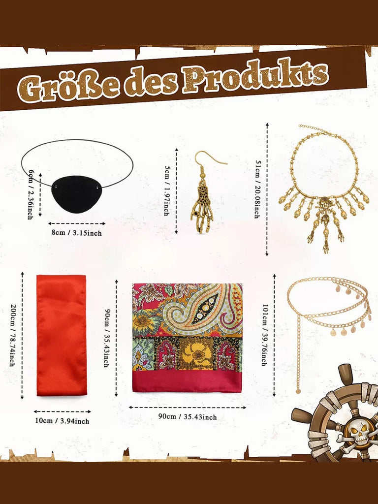 Piraten Accessoire-Set mit Halstuch und Gürtel