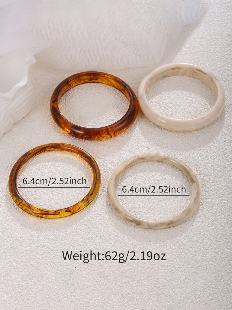 4er stapelbares Armreif-Set aus marmoriertem Kunstharz