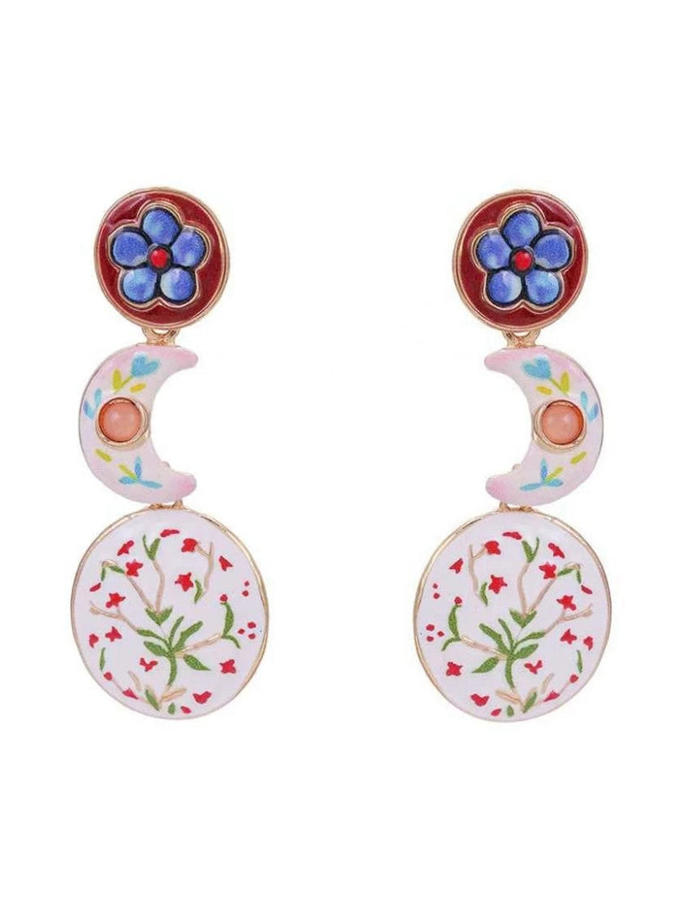 Vintage Boho Ohrhänger mit Blumen und Mehrlagig