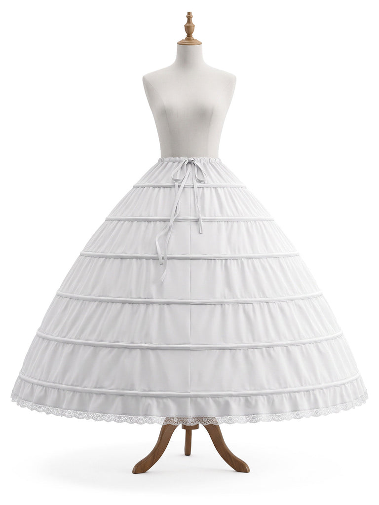 Weißer 70er Petticoat mit Spitze und Stufen
