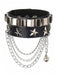 Schwarzes Lederarmband mit Stern und mehrreihiger Kette