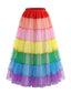 Regenbogen 50er Rock mit gestuft und Tüll