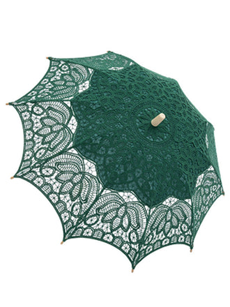 Grüner Spitzen-Sonnenschirm mit Blumen und Cut-out