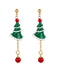 Grüne Weihnachtsbaum-Ohrhänger mit roten Perlen