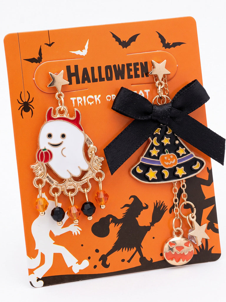 Halloween-Ohrringe mit Geist und Hexenhut