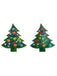 Grüne Vintage-Weihnachtsbaum-Ohrstecker mit Strass
