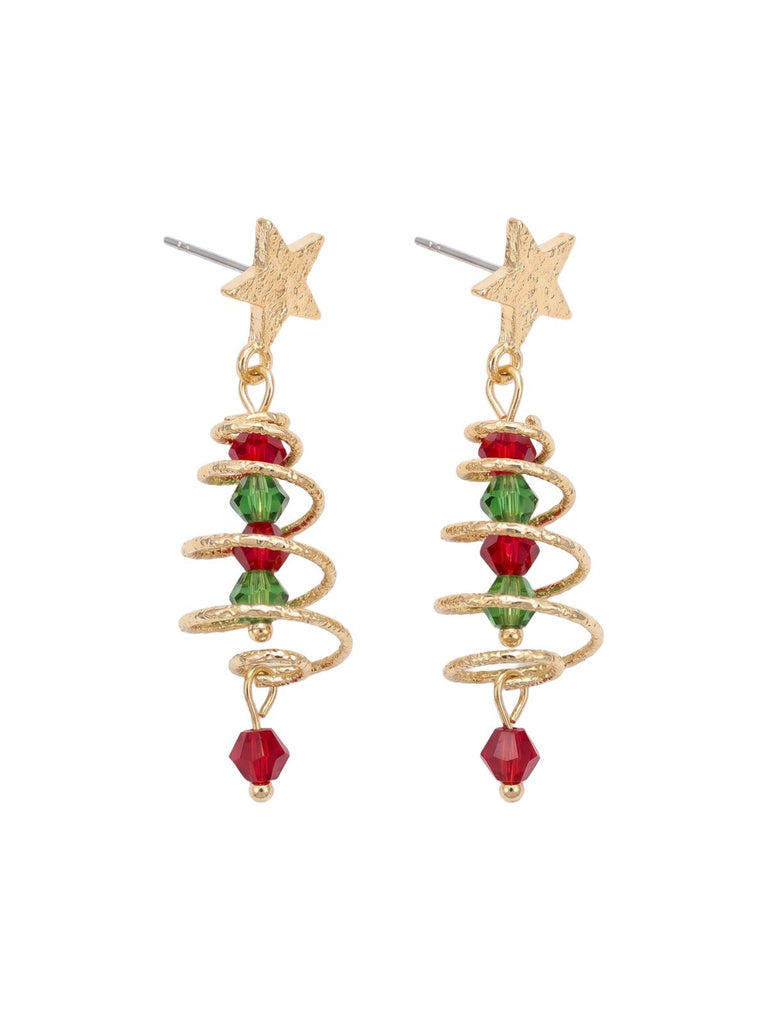 Weihnachts-Ohrhänger mit Sternen, Tannenbäumen und buntem Strass