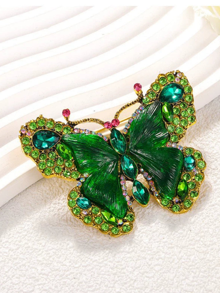 Vintage Schmetterlingsbrosche mit Strass