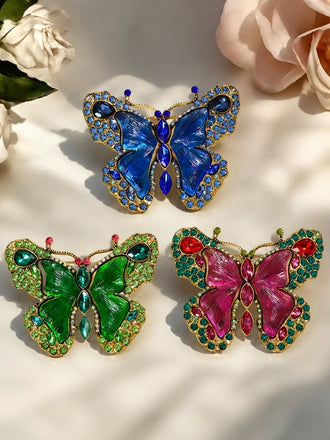 Vintage Schmetterlingsbrosche mit Strass