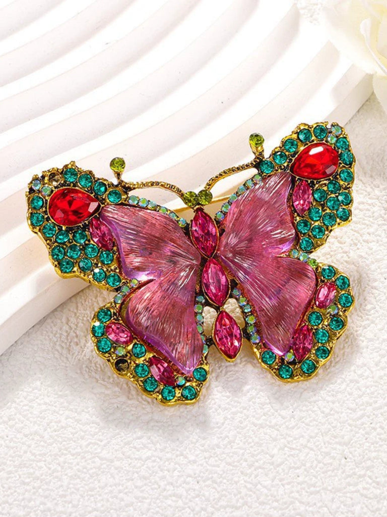 Vintage Schmetterlingsbrosche mit Strass