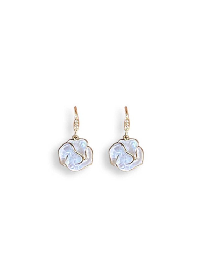 Weiß Retro Camellia Zircon Earrings