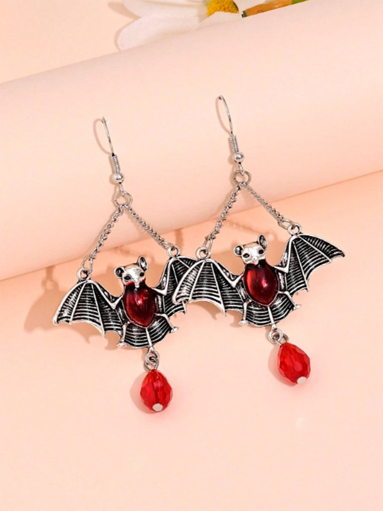 Halloween Fledermaus Rubin Dangle Ohrringe