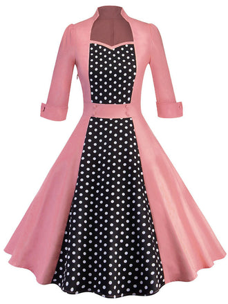 1950ER LILA POLKA PUNKT PATCHWORK KLEID
