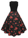 [Vorverkauf] Rot 1950er Blumen Swing Kleid