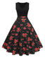 [Vorverkauf] Rot 1950er Blumen Swing Kleid