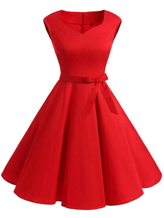 Rot 1950er Bow Vintage Swing Party Kleid