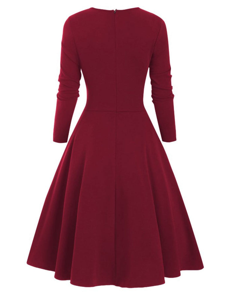 Rot 1950er Sweetheart Plaid Patchwork Kleid