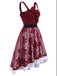 [Vorverkauf] Weinrot 1950er Bogen Hi-Lo Swing Kleid