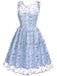 BLAU SPITZE BLUMEN SWING KLEID