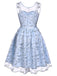 BLAU SPITZE BLUMEN SWING KLEID